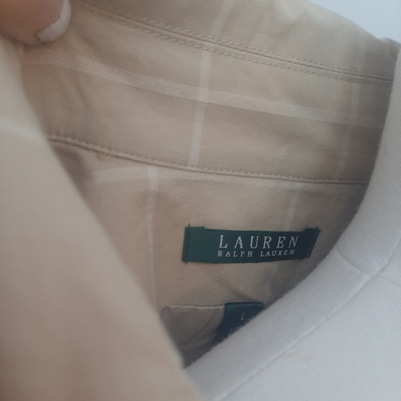 Beige Plaid Ralph Lauren Women's Trenchcoat Size L - Picture 4 of 8